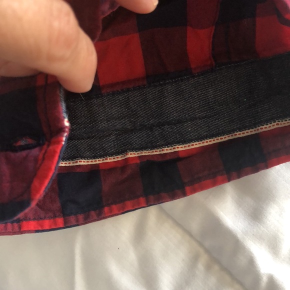 Cactus Slim Fit Red Navy Plaid Long Sleeve Button Down Shirt Sz XL - Picture 12 of 13